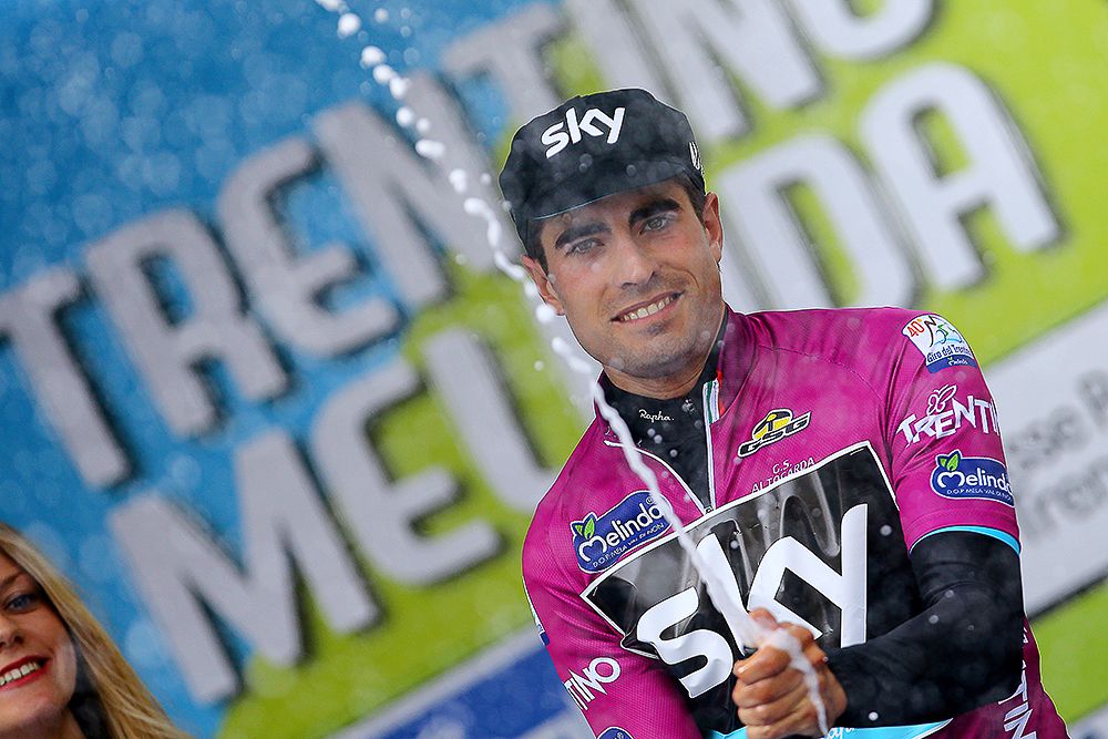 Mikel Landa in the leader's jersey at Giro del Trentino