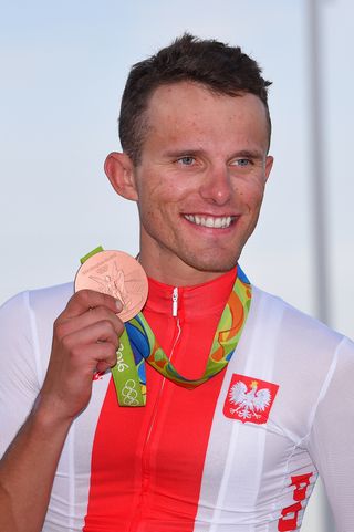 Rafal Majka (Poland) smiles with his bronze medal