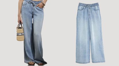 River Island Blue Wide Leg Pyjama Style Jeans