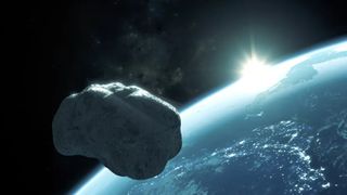 3D rendering of the asteroid passing near the Earth.