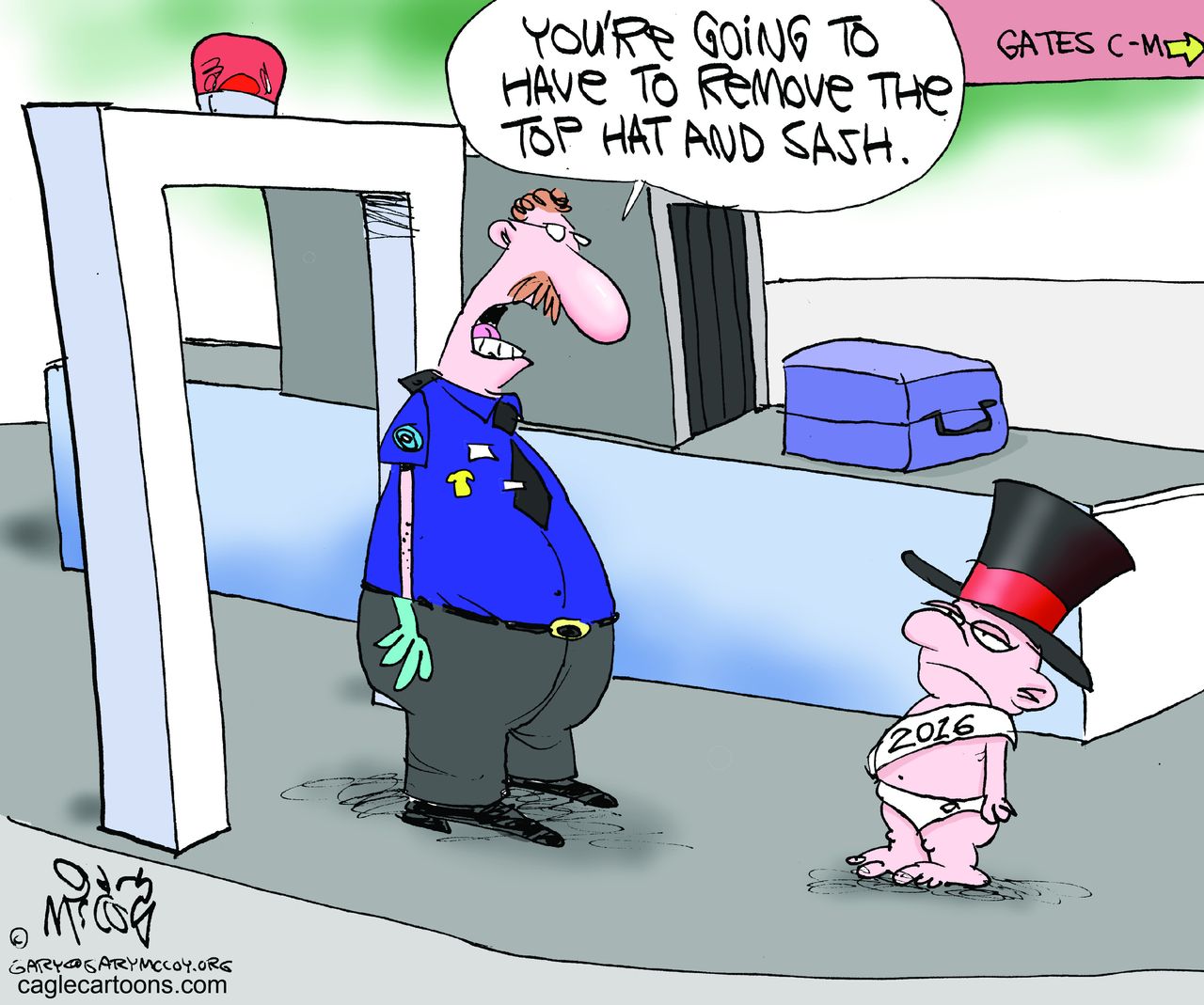 Editorial cartoon World New Year Airport Security