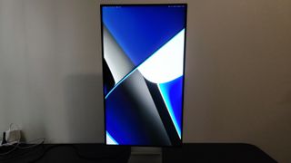 Apple Pro Display XDR with the screen rotated to stand vertically