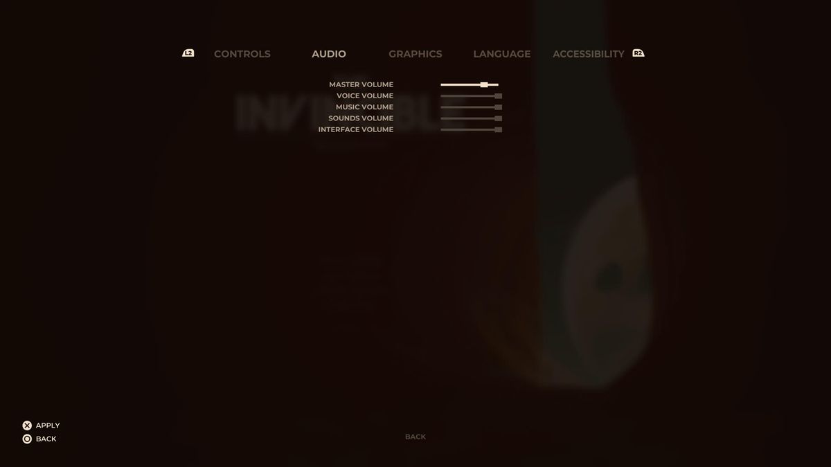 Menu shots from the game The Invincible