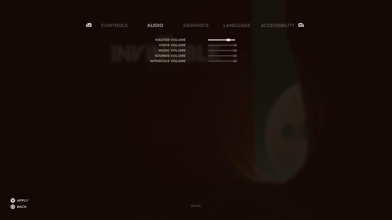 Menu shots from the game The Invincible
