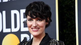 Phoebe Waller-Bridge with long layered pixie with side bangs