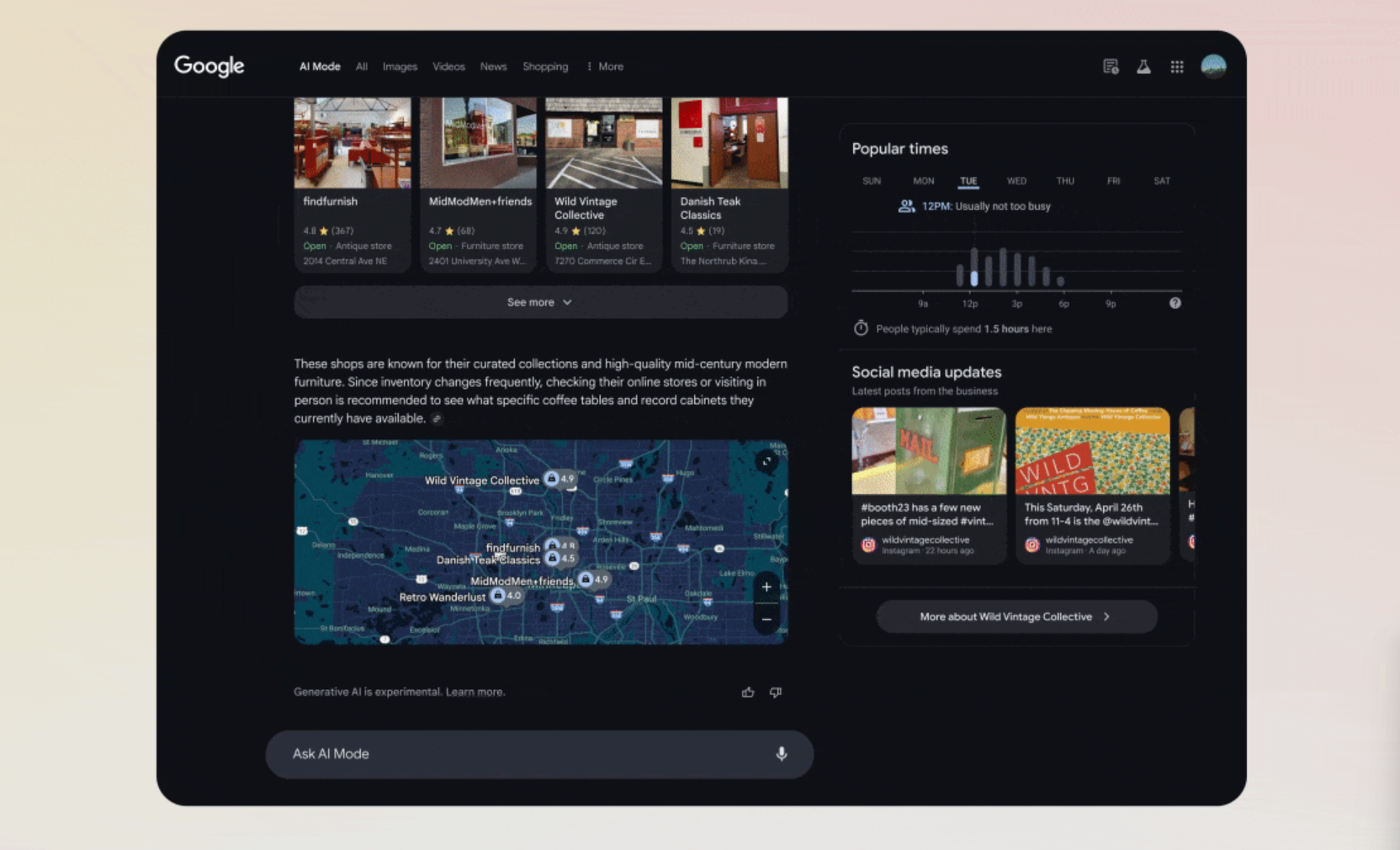 Screenshot of AI Mode