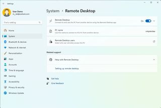 Remote Desktop settings