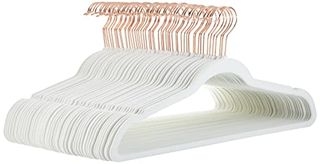 Amazon Basics Slim Velvet Non-Slip Suit Hangers, 50-Pack, Ivory/rose Gold