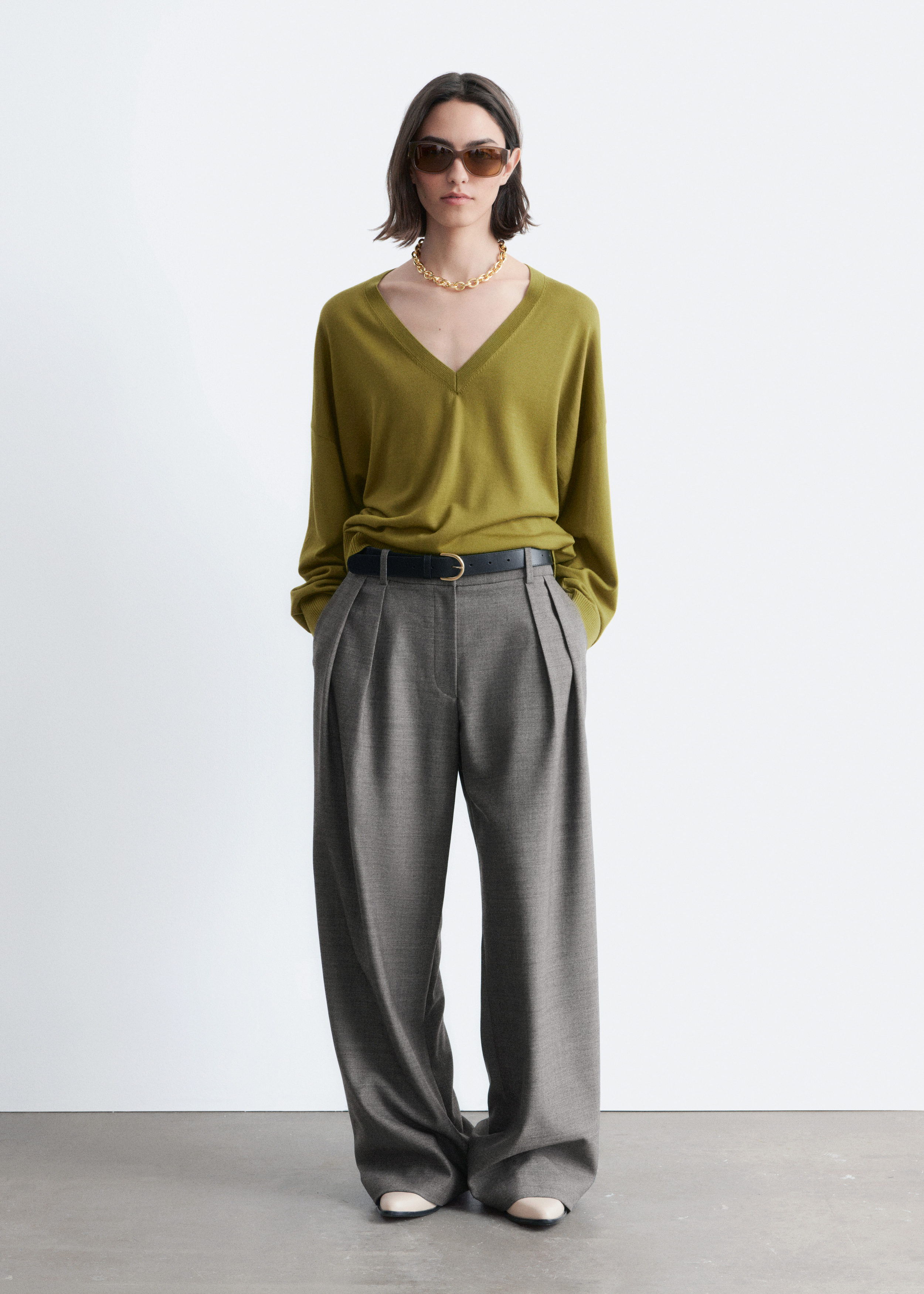 Wool-Blend Tailored Trousers