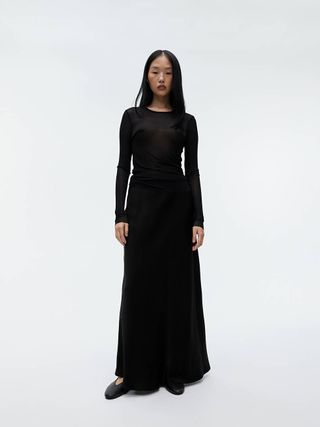 Maxi Satin Skirt - Black - Arket Gb