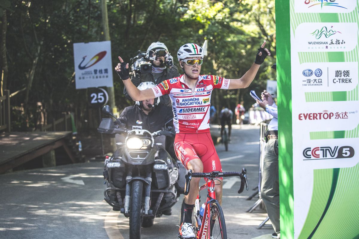 Fausto Masnada wins stage 8 of the Tour of Hainan.