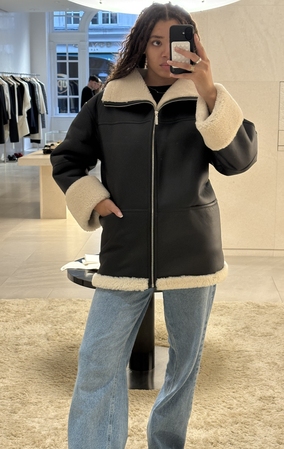 Signature Shearling Jacket Black/off-White