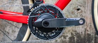 A SRAM Force AXS chainset 
