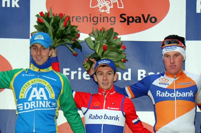 The podium: Thijs van Amerongen, Lars van der Haar and Mike Teunissen