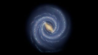 This illustration of the Milky Way shows the spiral arms that Earth passes through roughly every 200 million years.