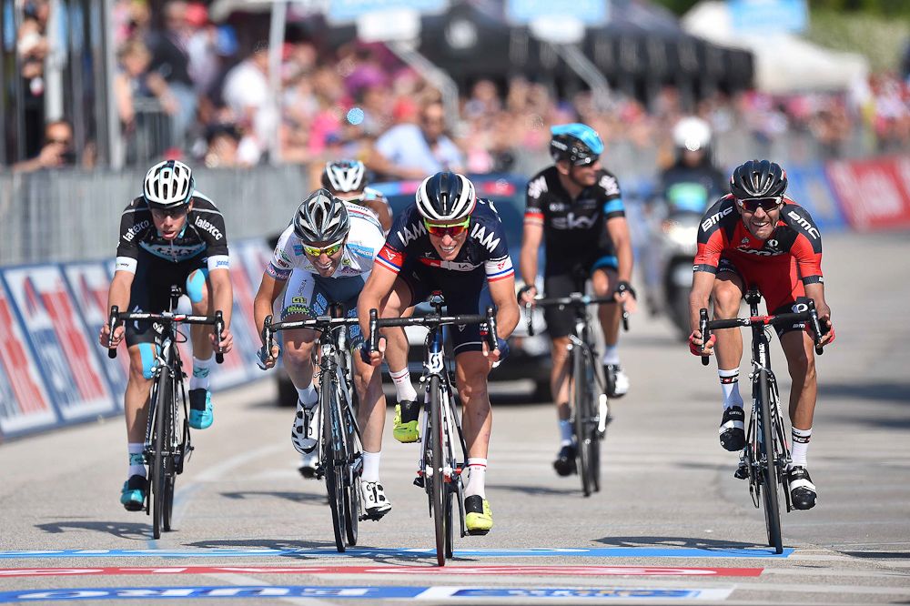 The remnants of the breakaway finish stage 18.