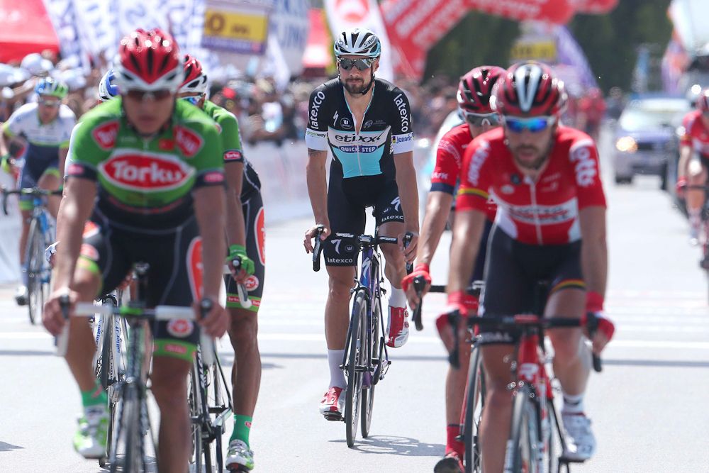 Tom Boonen crosses the finish line.