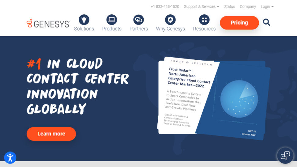 Tangkapan layar situs web untuk Genesys Cloud