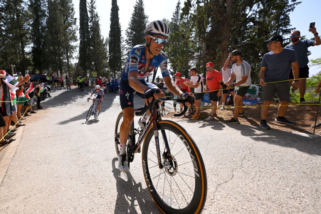 CAZORLA SPAIN AUGUST 24 Mikel Landa of Spain and Team TRex Quick Step competes during the La Vuelta 79th Tour of Spain 2024 Stage 8 a159km stage from Ubeda to Cazorla 1056m UCIWT on August 24 2024 in Cazorla Spain Photo by Tim de WaeleGetty Images