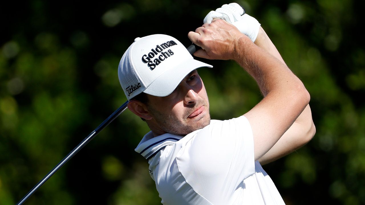 Patrick Cantlay hits a tee shot at the 2022 WM Phoenix Open