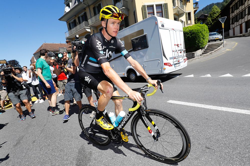 Chris Froome gets in a short ride during the Tour's second rest day.