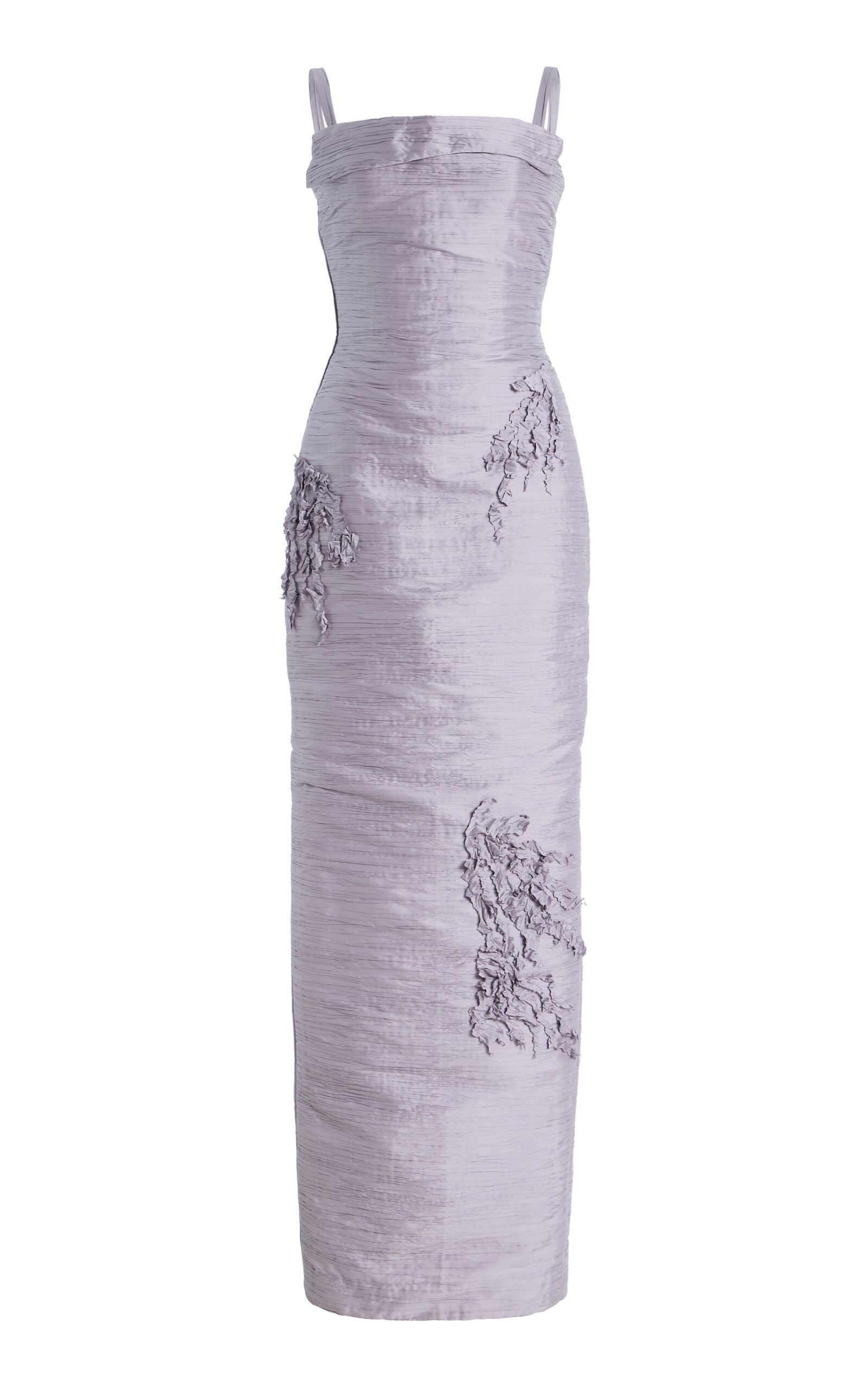 Marisol Embroidered Pleated Taffeta Gown