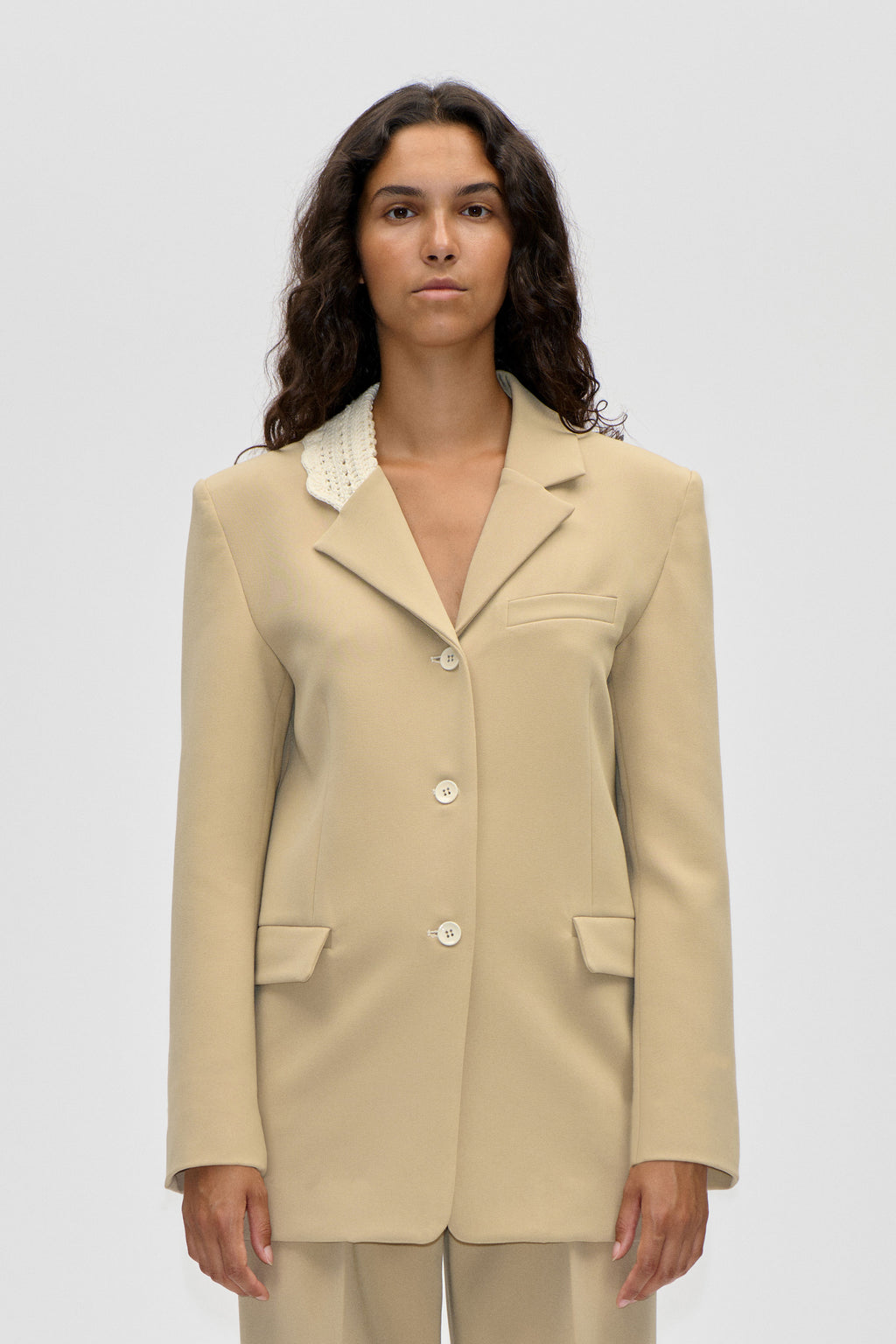 Detailed Tailored Blazer - Ecru