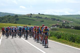 FRANCAVILLA AL MARE ITALY MAY 15 Amanuel Ghebreigzabhier of Eritrea and Team Lidl Trek leads the peloton during the 107th Giro dItalia 2024 Stage 11 a 207km stage from Foiano di val Fortore to Francavilla al mare UCIWT on May 15 2024 in Francavilla al mare Italy Photo by Dario BelingheriGetty Images