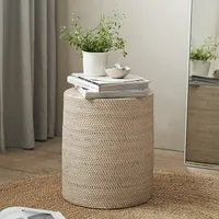 Malton Whitewashed Rattan Stool