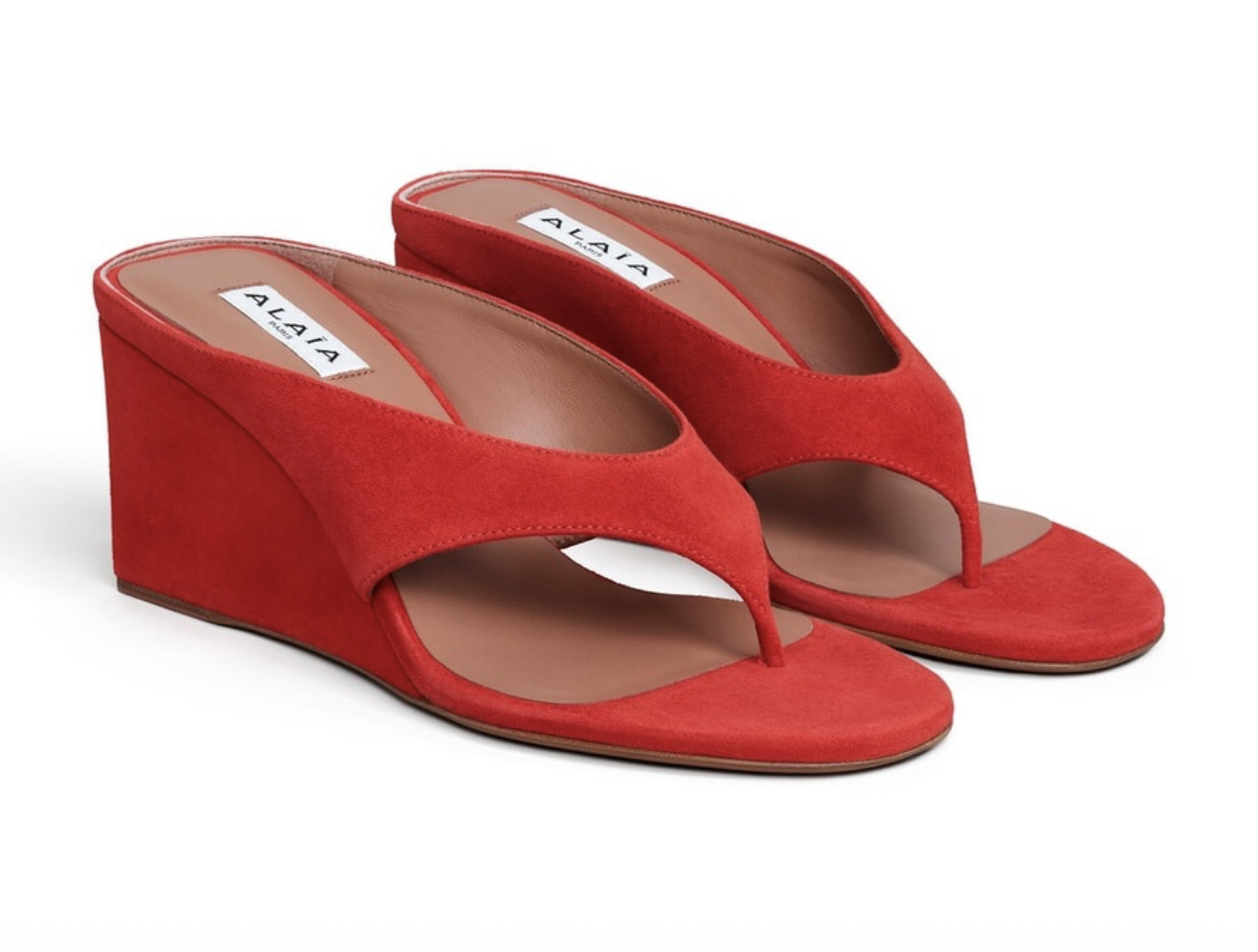 Ala&amp;iuml;a, Cube Thong Mules in Suede