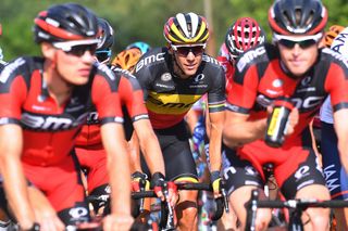 Belgian champion Philippe Gilbert surrounded by his BMC teammates