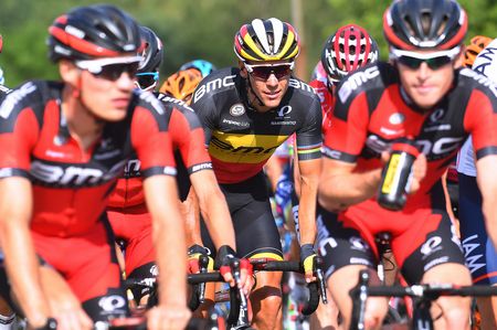 Belgian champion Philippe Gilbert surrounded by his BMC teammates