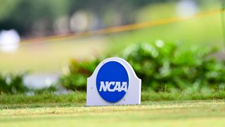 NCAA signage on a golf course