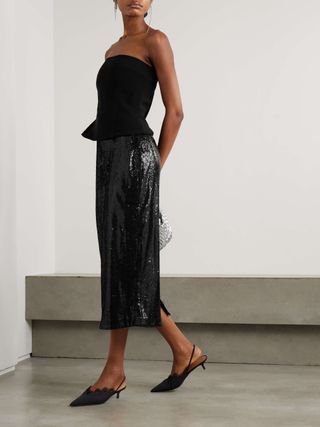 Oona Sequined Chiffon Midi Skirt