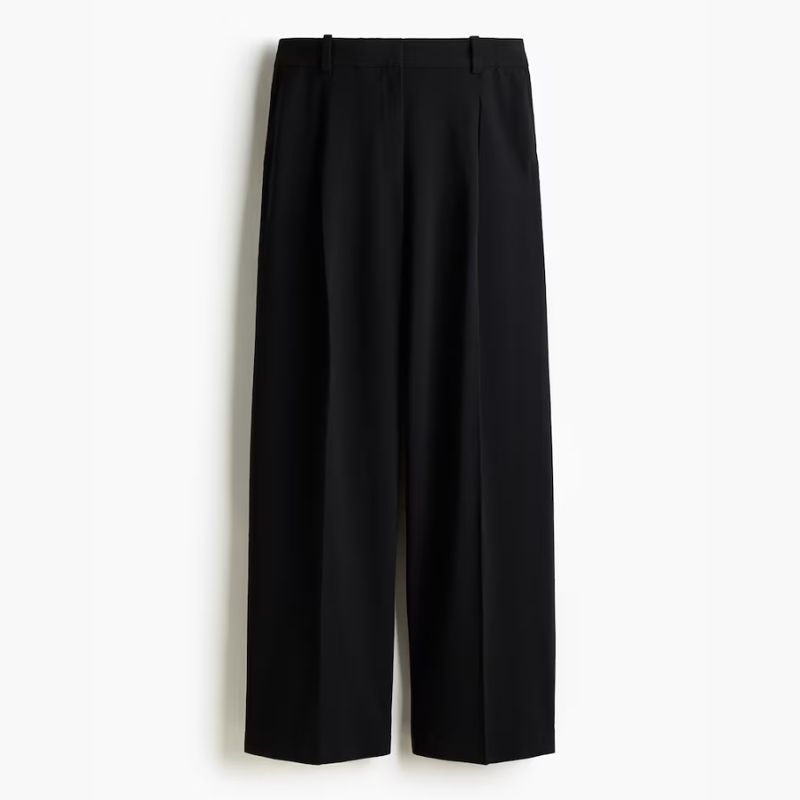 black wide leg suit trousers