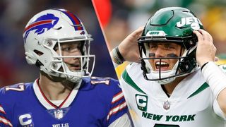 (L, R) Josh Allen and Zach Wilson will face off in the Bills vs Jets live stream