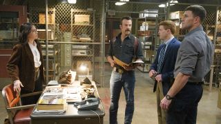 Lala, Franks, Randy and Gibbs in the NCIS: Origins bullpen