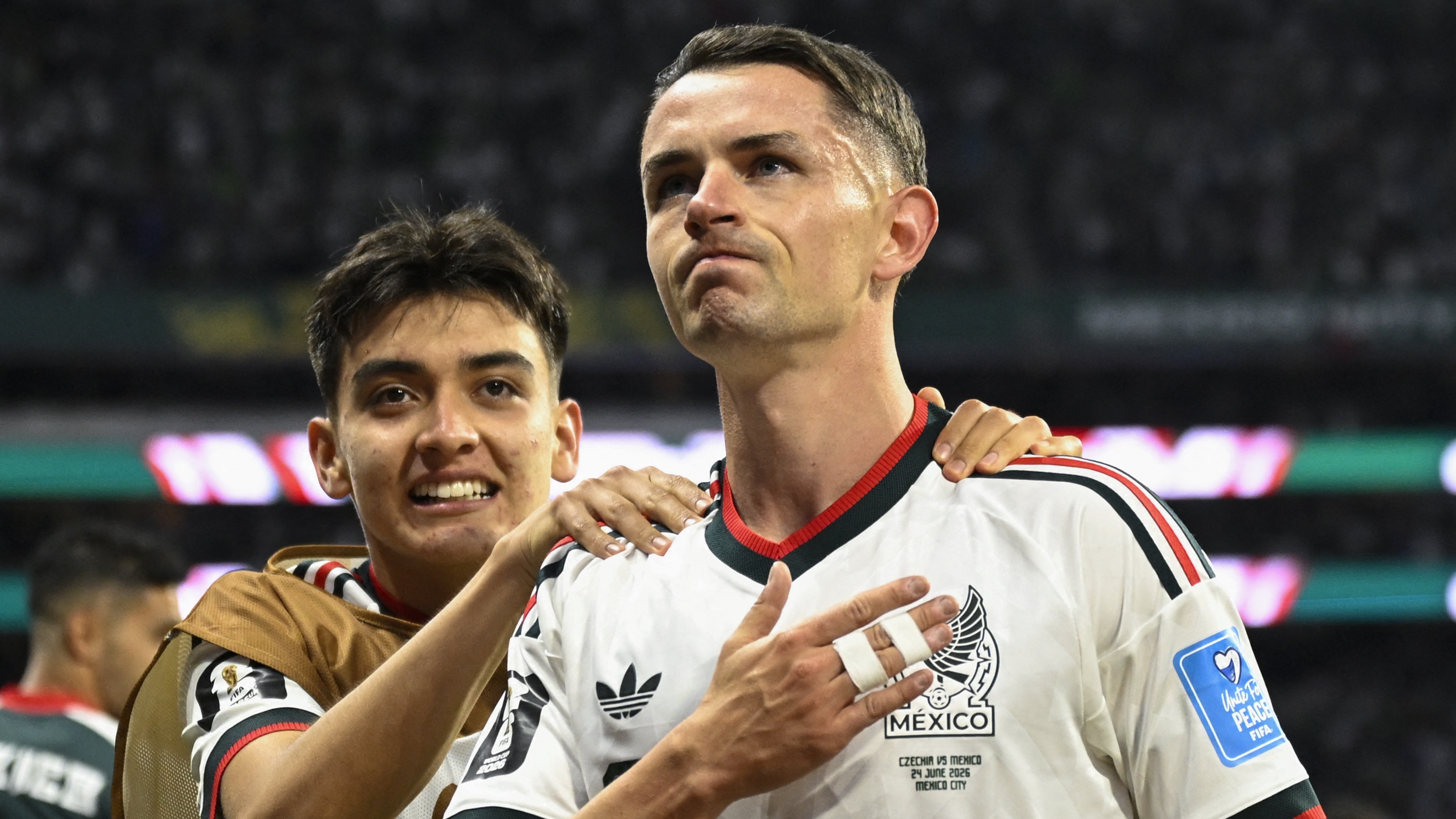Alvaro Fidalgo celebrates scoring his team's third goal during the 2026 World Cup Group A football match against the Czech Republic at the Mexico City Stadium in Mexico City on June 24, 2026