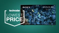Sony A80L TV deals banner on green background