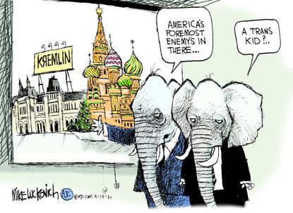 Political Cartoon U.S. gop trans rights russia
