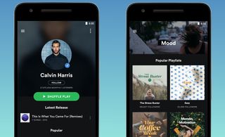 The Spotify app is designed to be thumb-friendly, with large tap targets