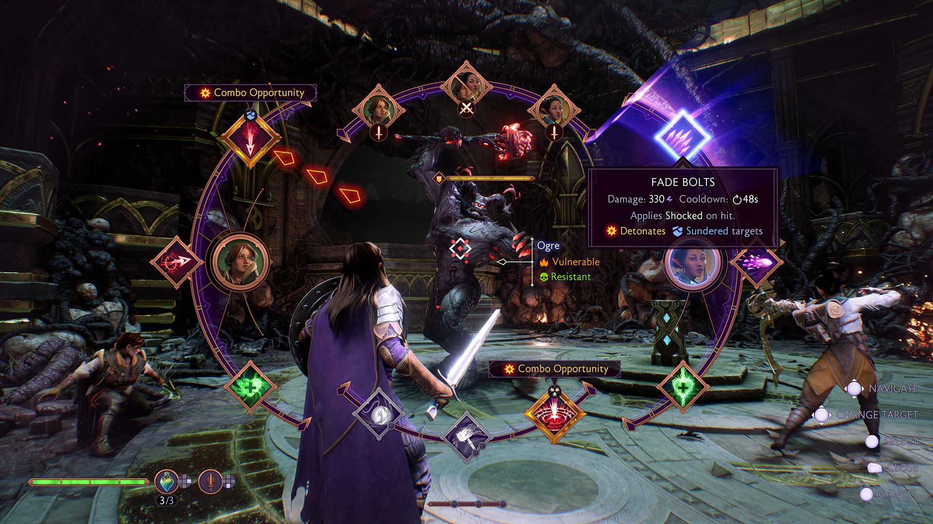 The party combat wheel in Dragon Age: The Veilguard