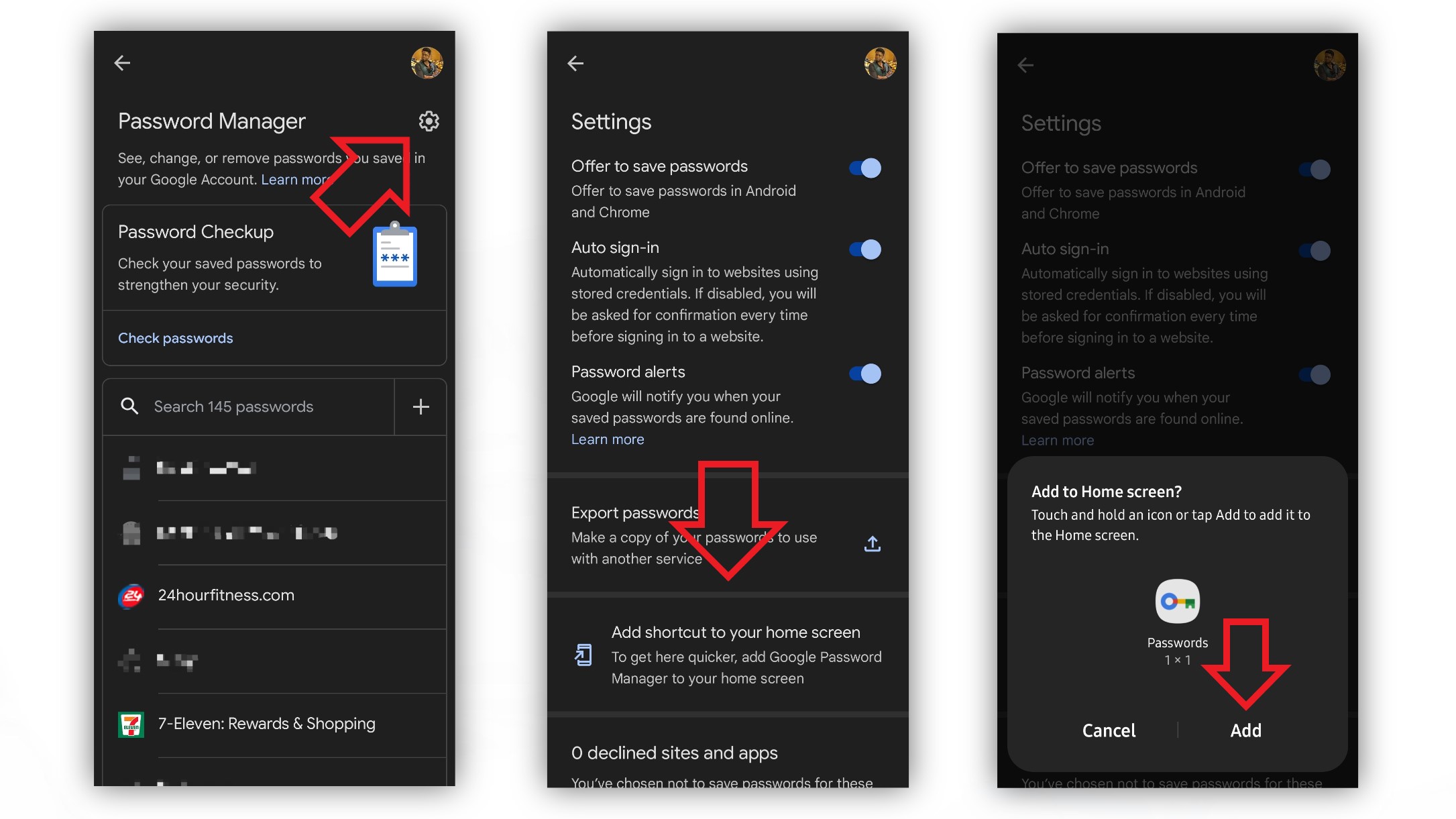 Creating a shortcut to Google's Password Manager