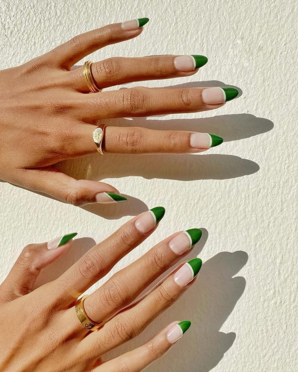 Green French manicure nail design