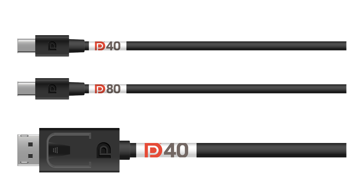 VESA-certified DP40 and DP80 UHBR cables.