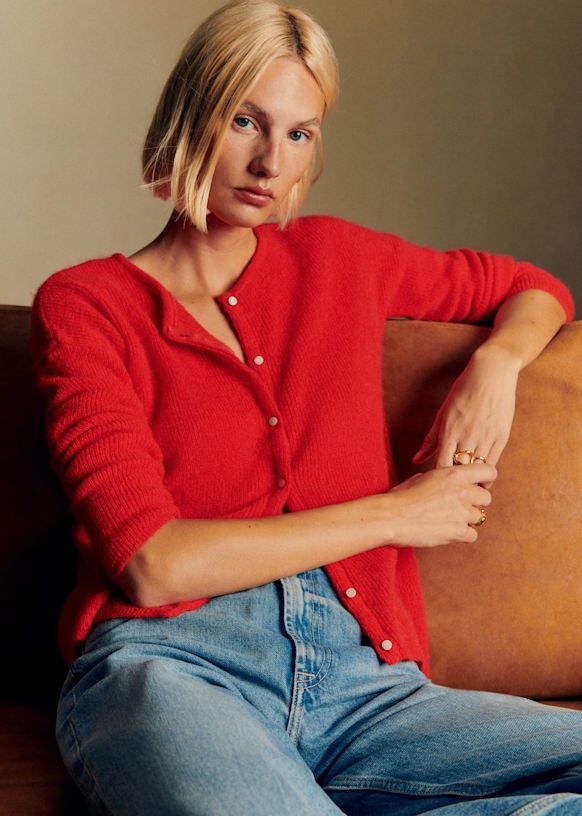 Gaspard Cardigan - Red - Super Kid Mohair - S&eacute;zane