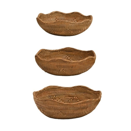 Bloomingville Decorative Hand-Woven Rattan Bowls, Set of 3
