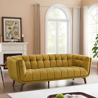 Mustard-colored sofa