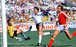 Gary Lineker celebrates after scoring for England against Poland at the 1986 World Cup.