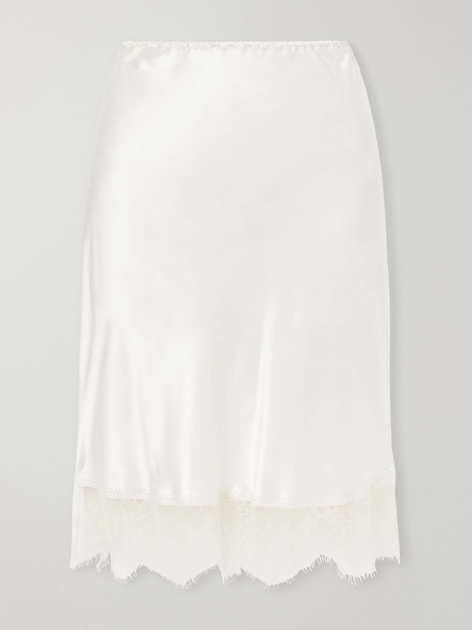 Lace-Trimmed Silk-Satin Midi Skirt